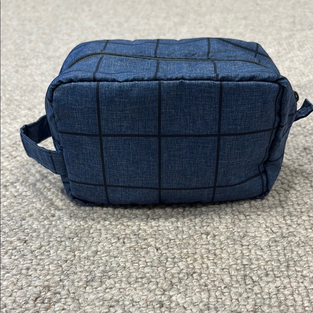 Blue Checkered Nylon Pouch NEW